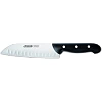 Arcos Maitre- Cuchillo Santoku con Alveolos- Acero Inoxidable Nitrum 170 mm- Mango Polipropileno Negro